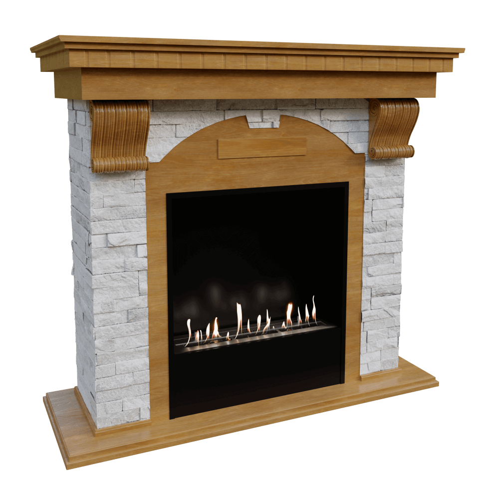 Биокамин в портале Firezo Dublin Дуб, Сланец Белый, стандарт Биокамин в портале Firezo Dublin Дуб, Сланец Белый, стандарт